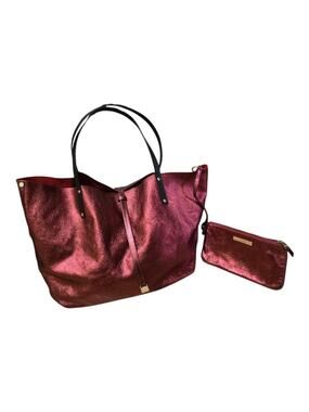 Tiffany & Co. Metallic Reversible Red Leather Tote Bag with Clutch Wallet